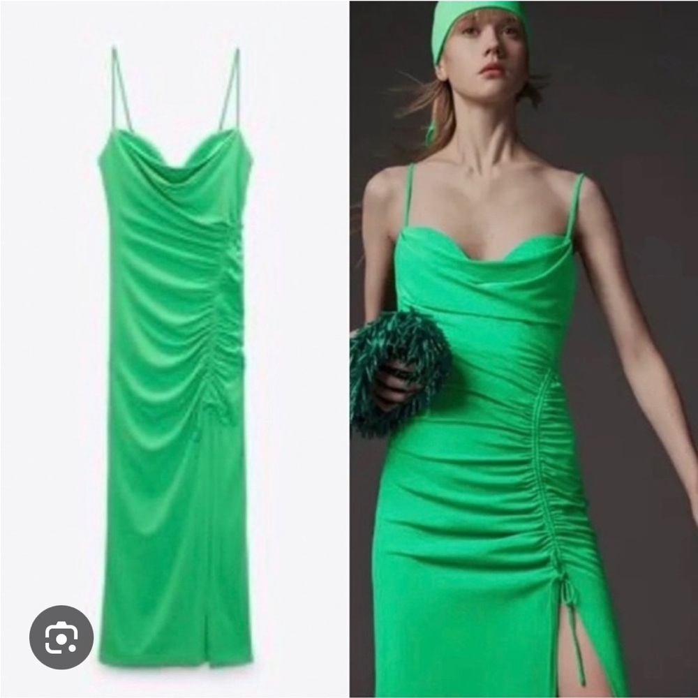 Zara Vibrant Green Bodycon Midi Dress